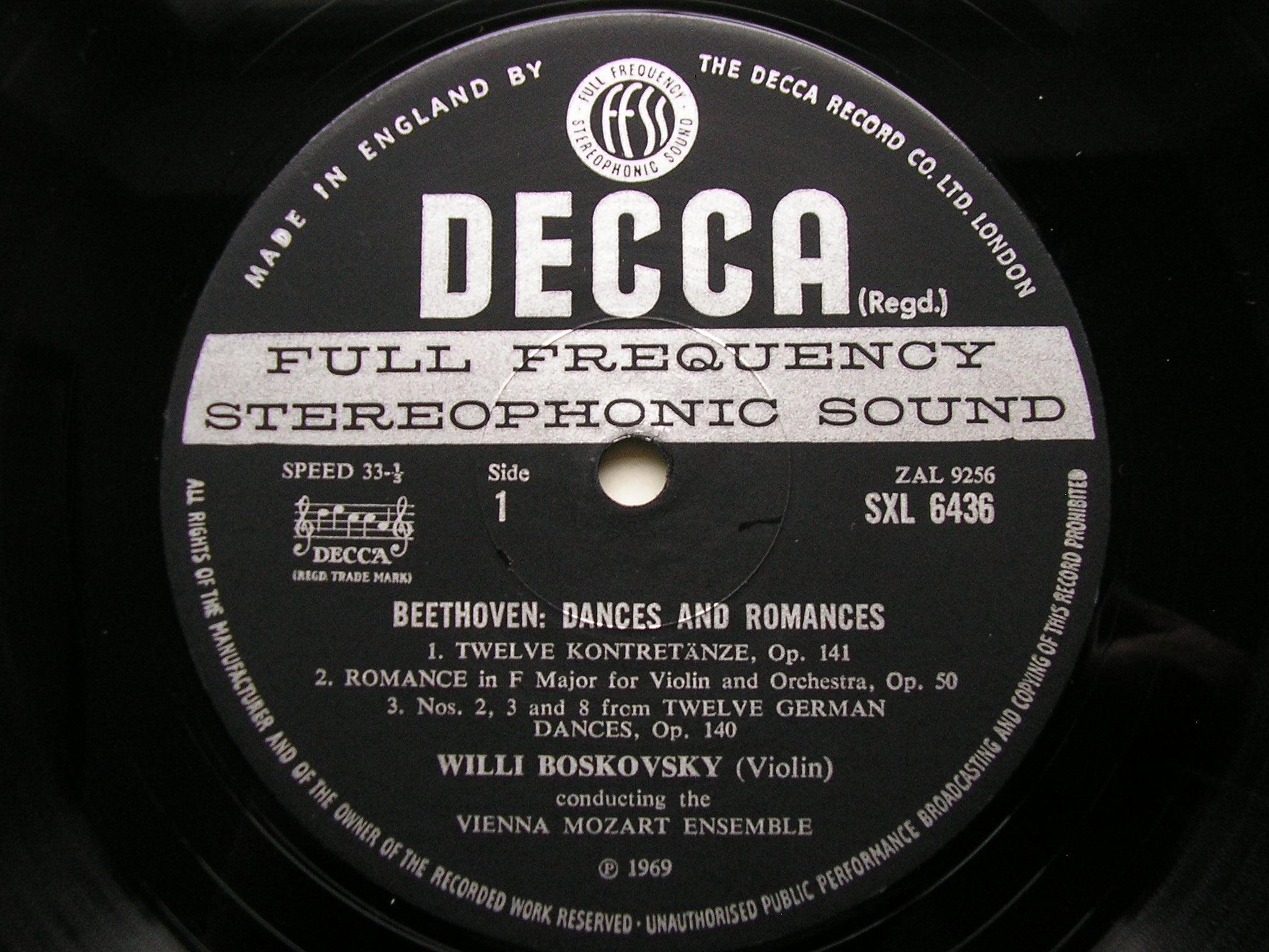 SXL 6436 BEETHOVEN: DANCES & ROMANCES VIENNA MOZART ENSEMBLE / BOSKOVSKY