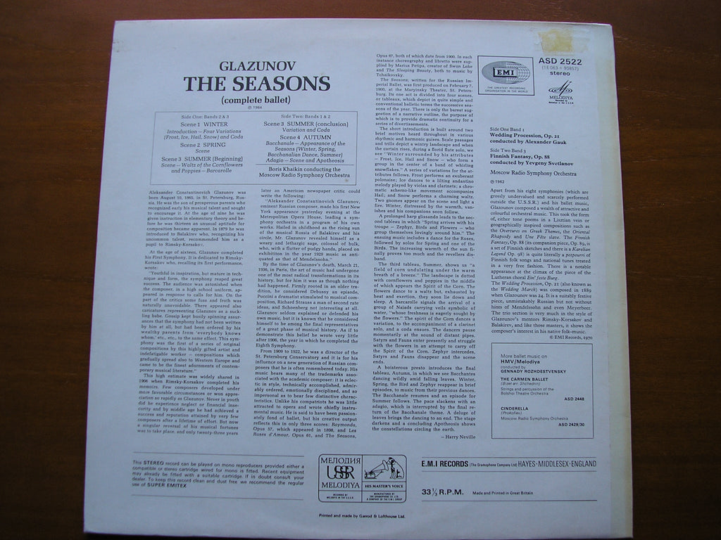 GLAZOUNOV: THE SEASONS / FINNISH FANTASY / WEDDING PROCESSION     KHAIKIN / MOSCOW RADIO SYMPHONY    ASD 2522