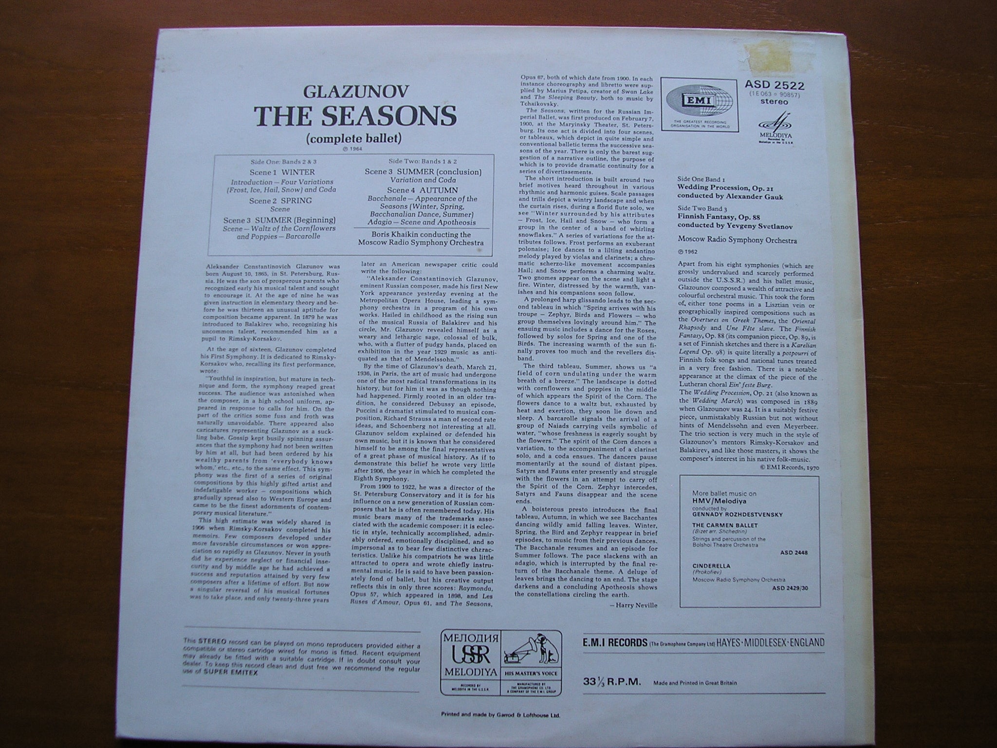 GLAZOUNOV: THE SEASONS / FINNISH FANTASY / WEDDING PROCESSION     KHAIKIN / MOSCOW RADIO SYMPHONY    ASD 2522