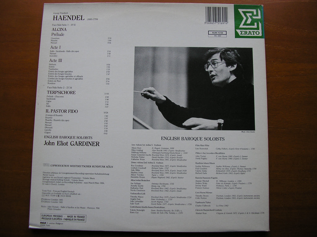 HANDEL: BALLET MUSIC from Alcina / Il Pastor Fido / Terpsichore    ENGLISH BAROQUE SOLOISTS / GARDINER     NUM 75169