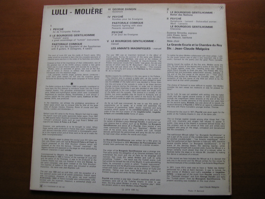 LULLY: MUSIC FOR THE PLAYS OF MOLIERE     MALGOIRE / LA GRANDE ECURIE ET LA CHAMBRE DU ROI     76184