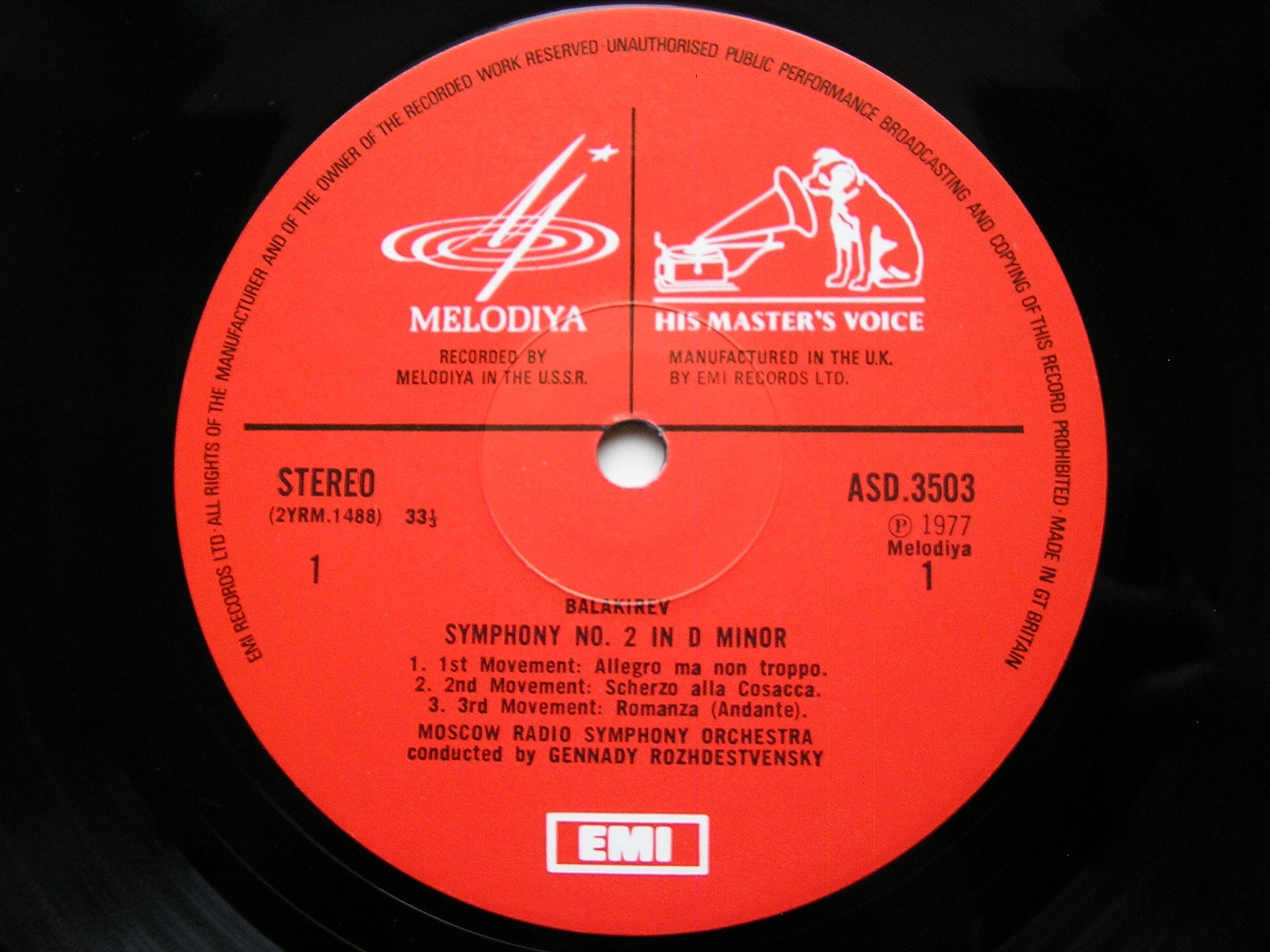 BALAKIREV: SYMPHONY No. 2 / CIURLIONIS: IN THE FOREST      MOSCOW RADIO SYMPHONY / ROZHDESTVENSKY     ASD 3503