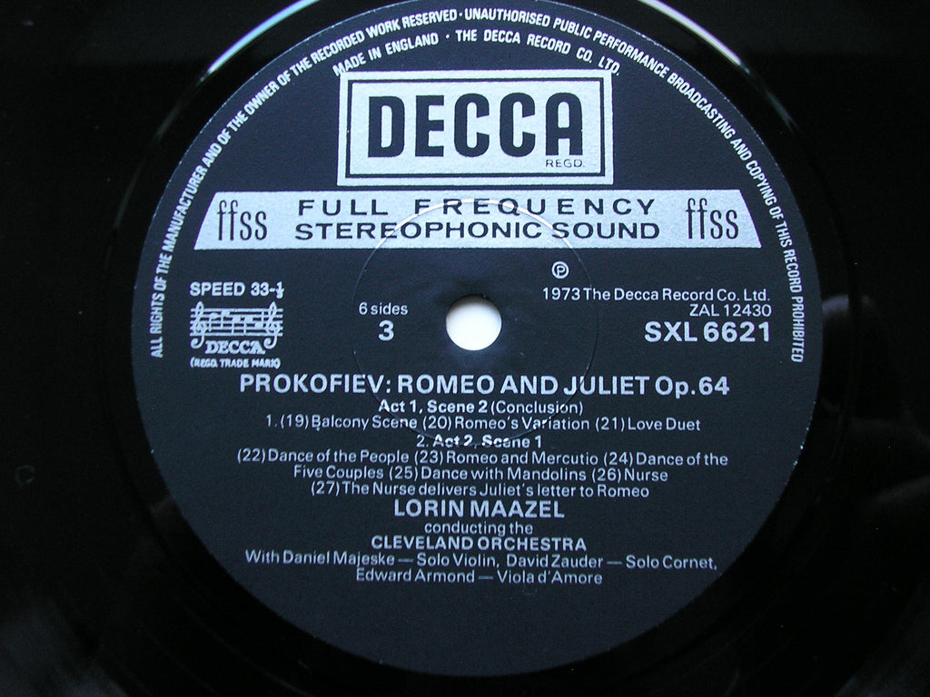 PROKOFIEV: ROMEO & JULIET Complete Ballet      MAAZEL / CLEVELAND ORCHESTRA   3LP    SXL 6620 / 2