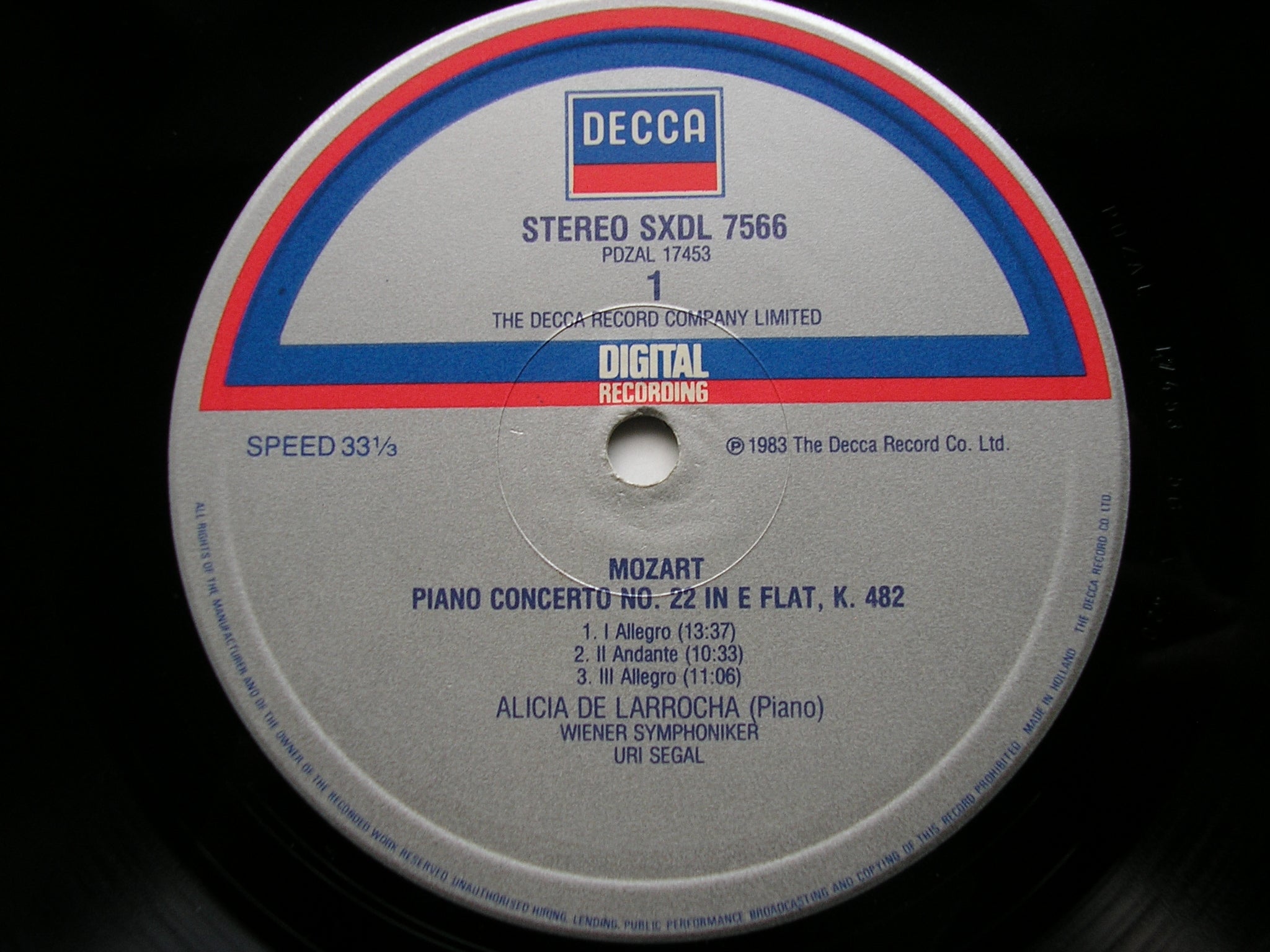 SXDL 7566 MOZART: PIANO CONCERTOS Nos. 22 & 19      LARROCHA / VIENNA SYMPHONY / SEGAL