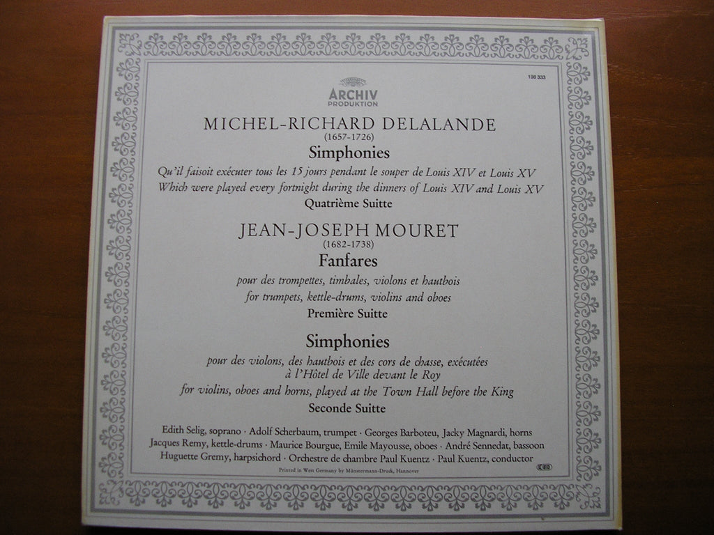 DELALANDE / MOURET: FANFARES & SIMPHONIES     PAUL KUENTZ CHAMBER ORCHESTRA / KUENTZ    198 333