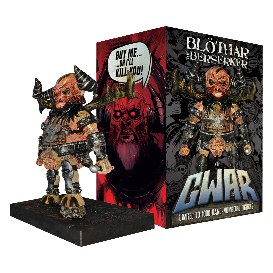 GWAR 'THE NEW DARK AGES' LP + BLOTHAR  THE BESERKER BOBBLEHEAD - SUNBOLT ORANGE