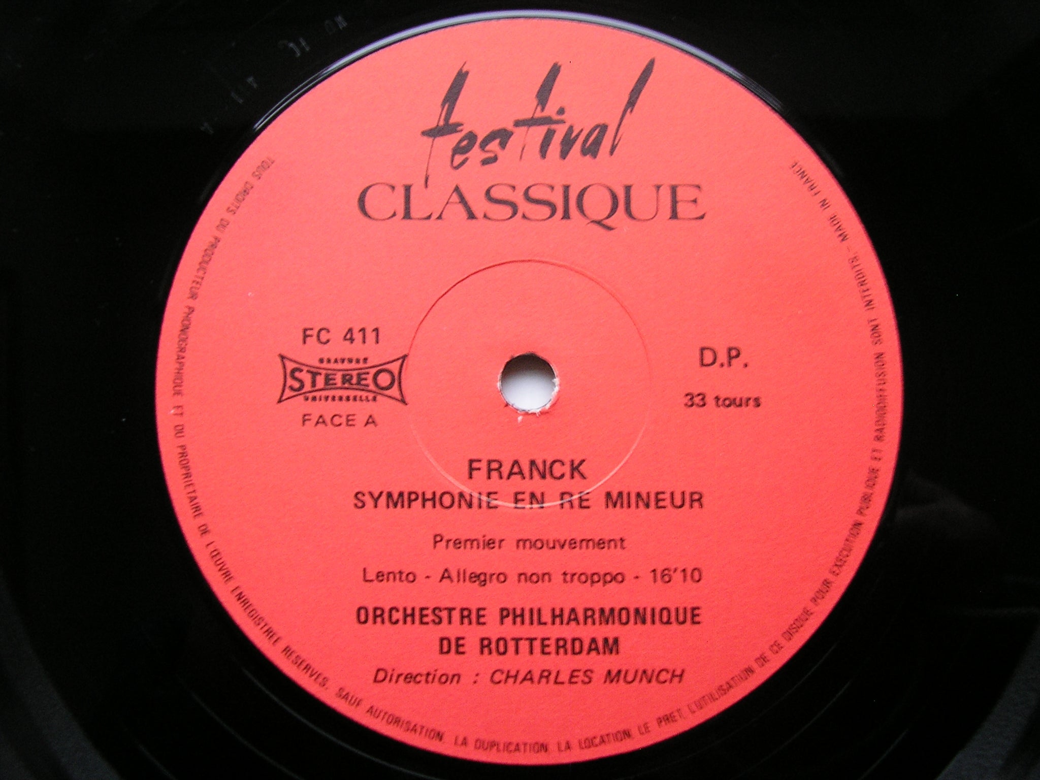 FRANCK: SYMPHONY in D      MUNCH / ROTTERDAM PHILHARMONIC ORCHESTRA      FC 411