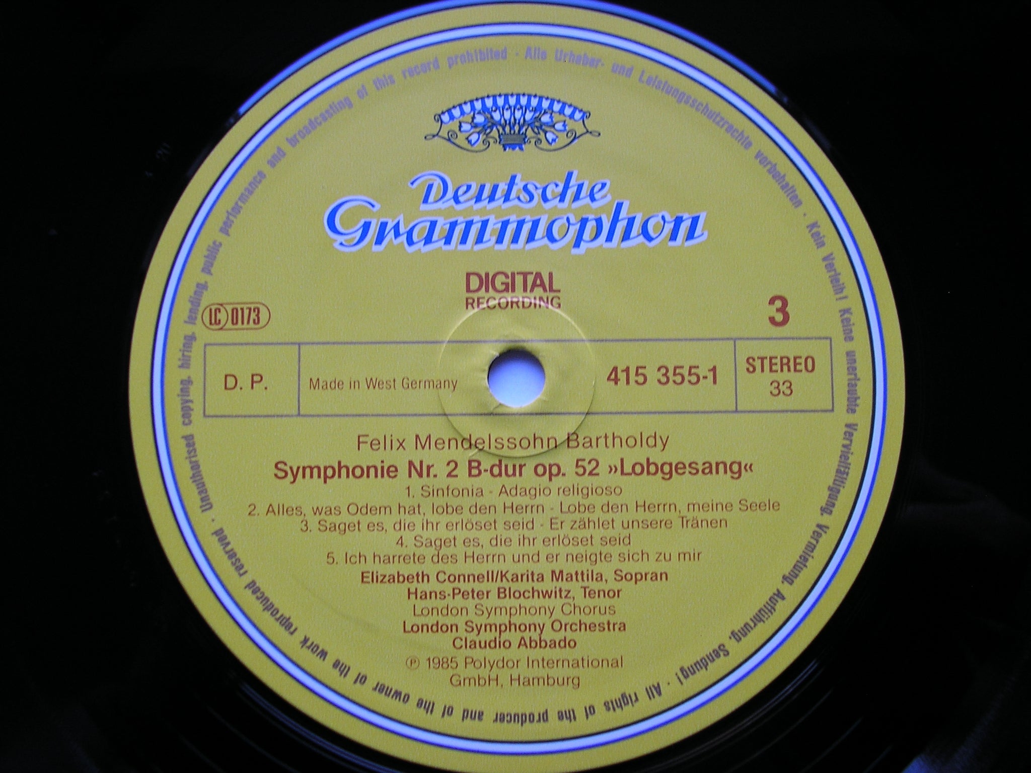 MENDELSSOHN: THE SYMPHONIES / OVERTURES      ABBADO / LONDON SYMPHONY    4 LP   415 353