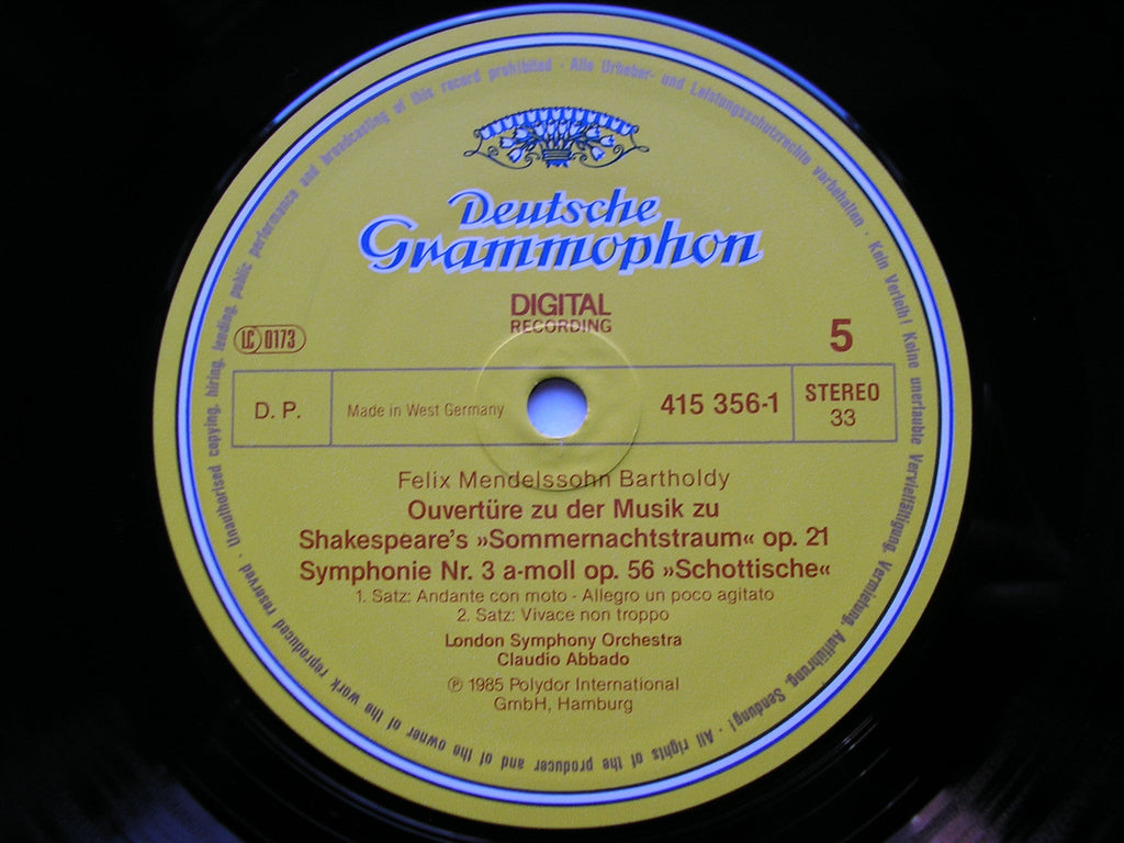 MENDELSSOHN: THE SYMPHONIES / OVERTURES      ABBADO / LONDON SYMPHONY    4 LP   415 353