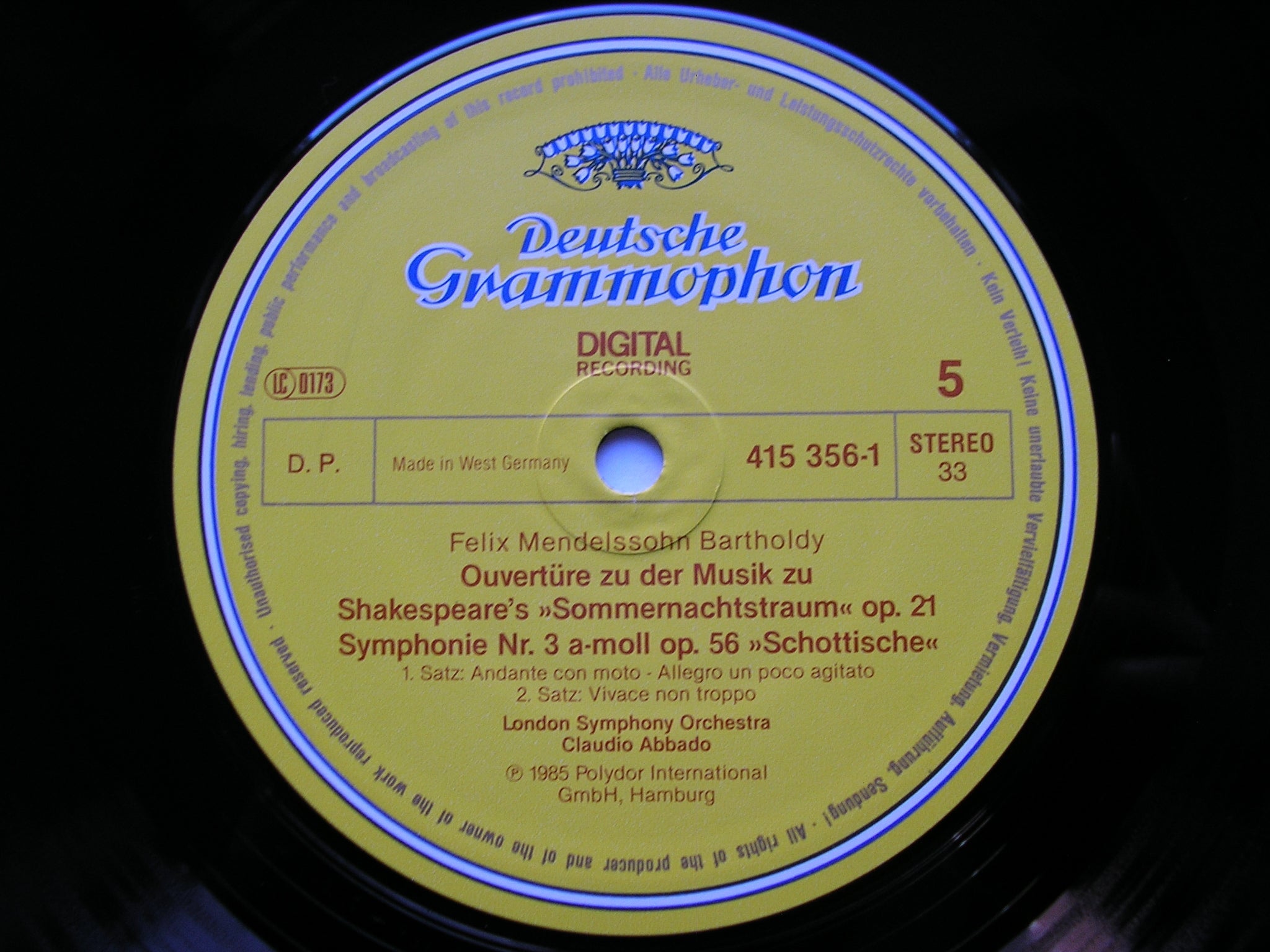 MENDELSSOHN: THE SYMPHONIES / OVERTURES      ABBADO / LONDON SYMPHONY    4 LP   415 353