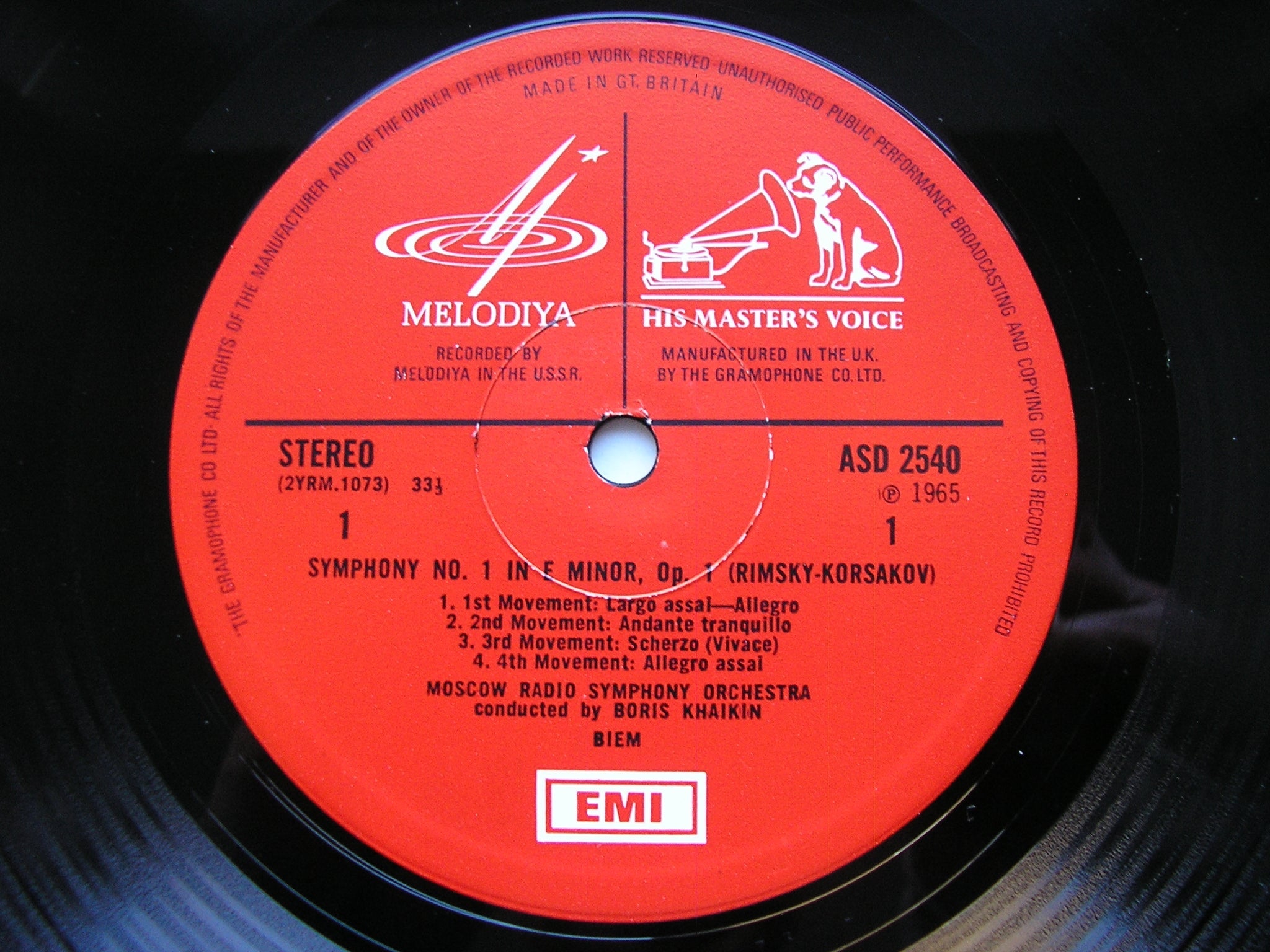 RIMSKY-KORSAKOV: SYMPHONY No. 1 / GLAZOUNOV: SYMPHONY No. 5    USSR SYMPHONY / IVANOV / MOSCOW RADIO SYMPHONY / KHAIKIN     ASD 2540