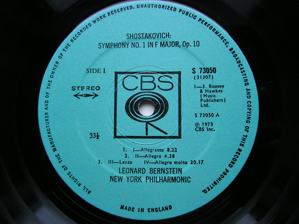 SHOSTAKOVICH: SYMPHONIES Nos. 1 & 9      BERNSTEIN / NEW YORK PHILHARMONIC    73050