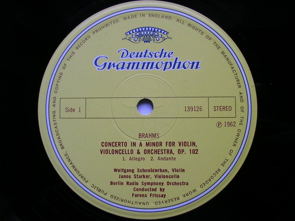 BRAHMS: DOUBLE CONCERTO / TRAGIC OVERTURE    SCHNEIDERHAN / STARKER / RIAS BERLIN / FRICSAY / MAAZEL / BPO      139 126