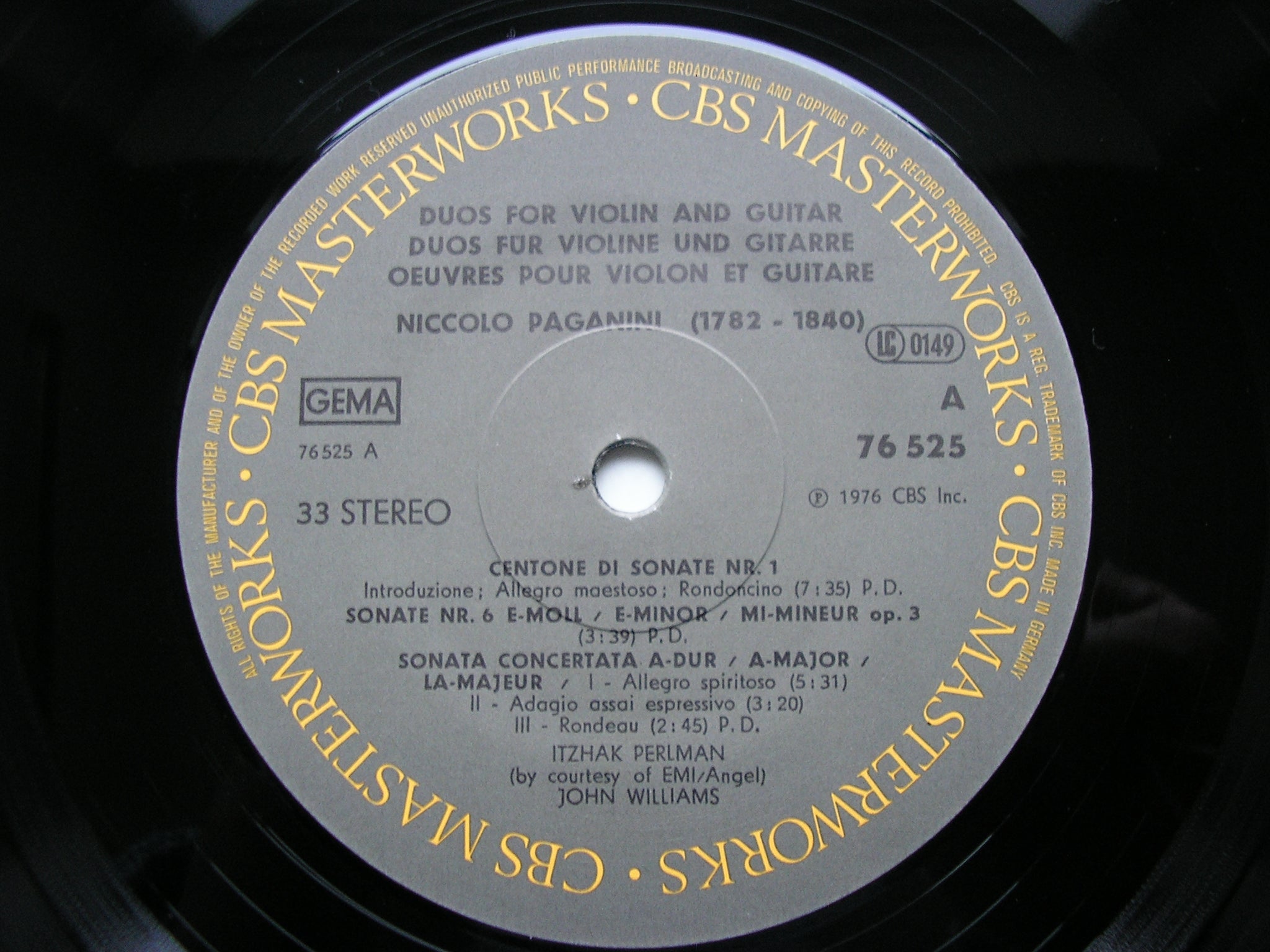 PAGANINI & GIULIANI: DUOS FOR VIOLIN & GUITAR    PERLMAN / WILLIAMS     76525