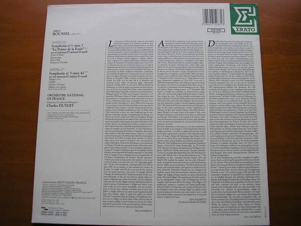 ROUSSEL: SYMPHONIES Nos. 1 & 3      DUTOIT / FRENCH NATIONAL ORCHESTRA     NUM 75283