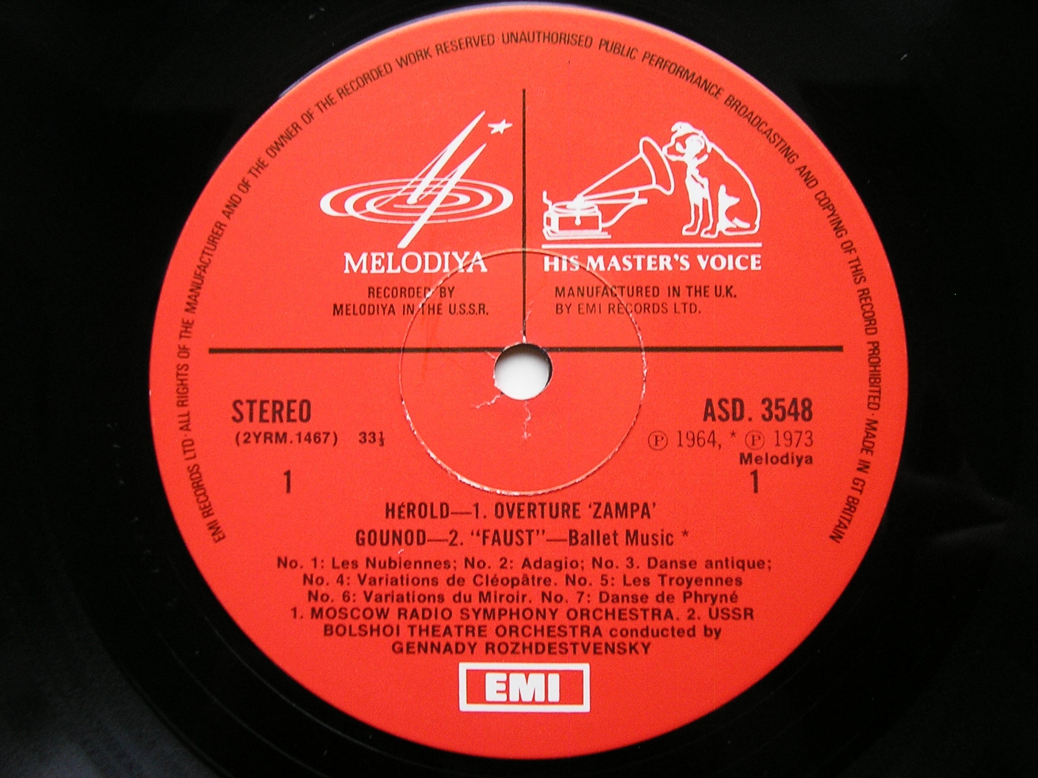 GOUNOD / MASSENET / HEROLD: ORCHESTRAL MUSIC     ROZHDESTVENSKY / KHAIKIN / USSR SO / BOLSHOI ORCHESTRA     ASD 3548
