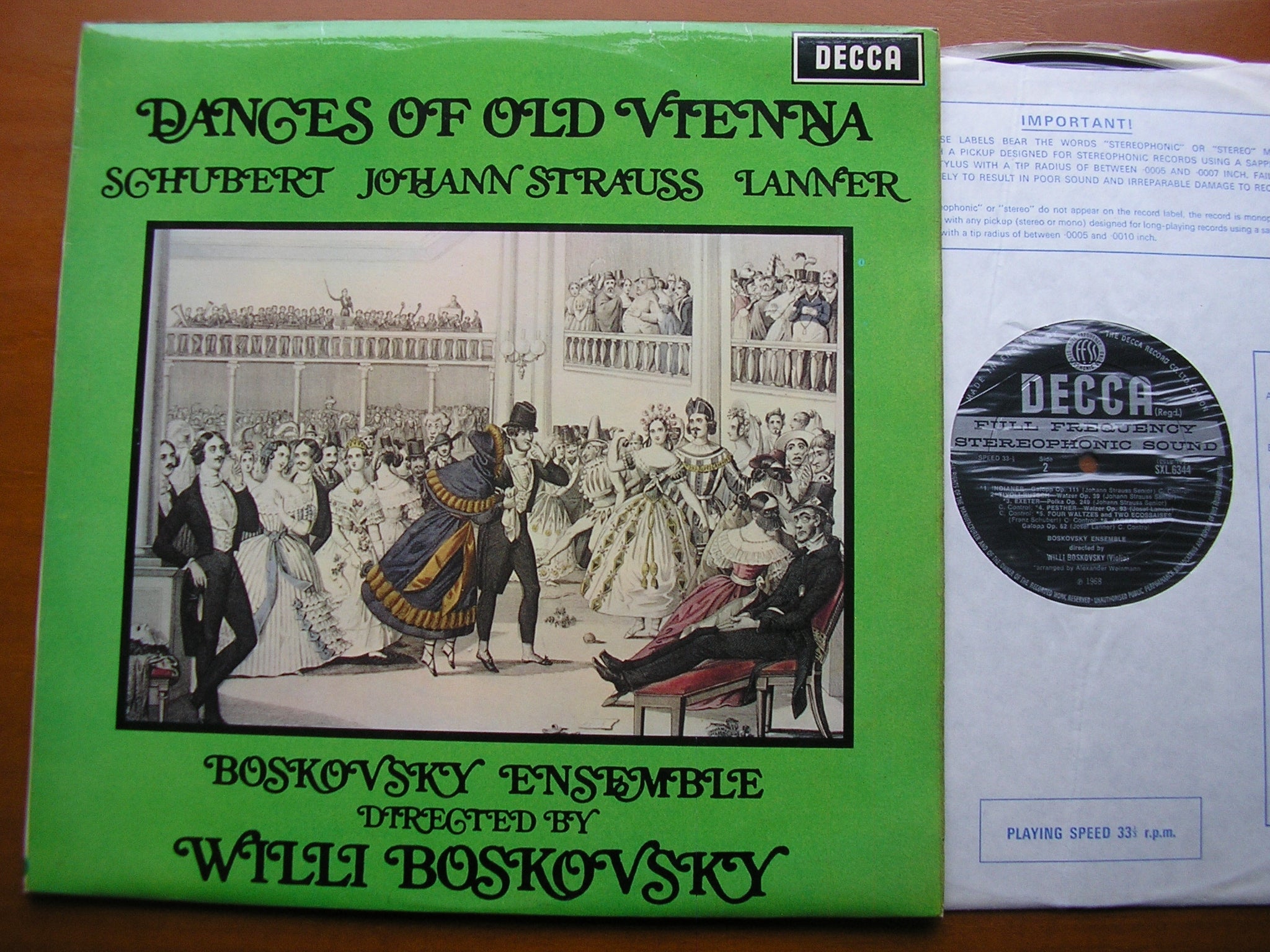 SXL 6344 DANCES OF OLD VIENNA: SCHUBERT / LANNER / JOHANN STRAUSS BOSKOVSKY ENSEMBLE