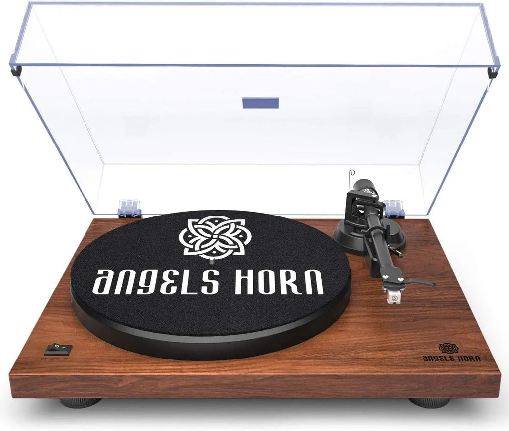 Angels Horn H002BT-OR Exceptional Quality Vintage Wooden Turntable  Bluetooth Vinyl Player
