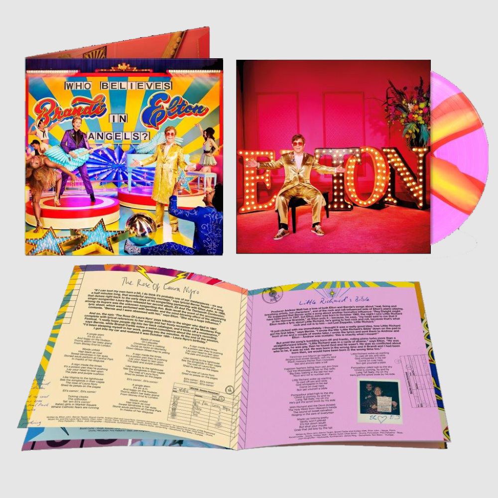 Elton John & Brandi Carlile Who Believes In Angels? Vinyl LP Indies Pink Spiral Colour
