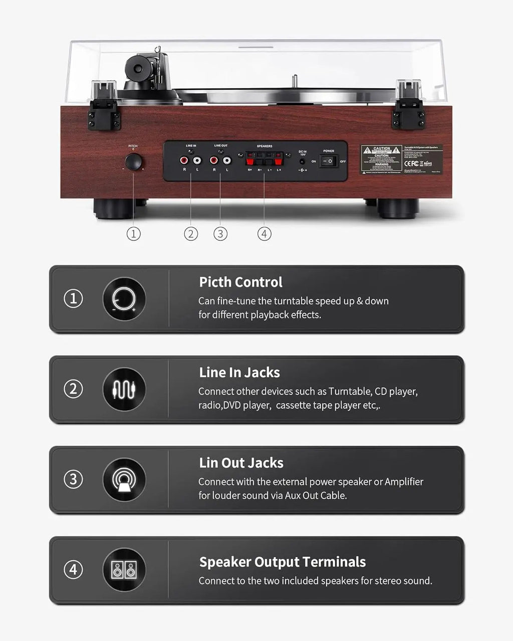 Angels Horn AH6 Hi-Fi Turntable System ¨C Premium Vinyl Record Player with Bookshelf Speakers