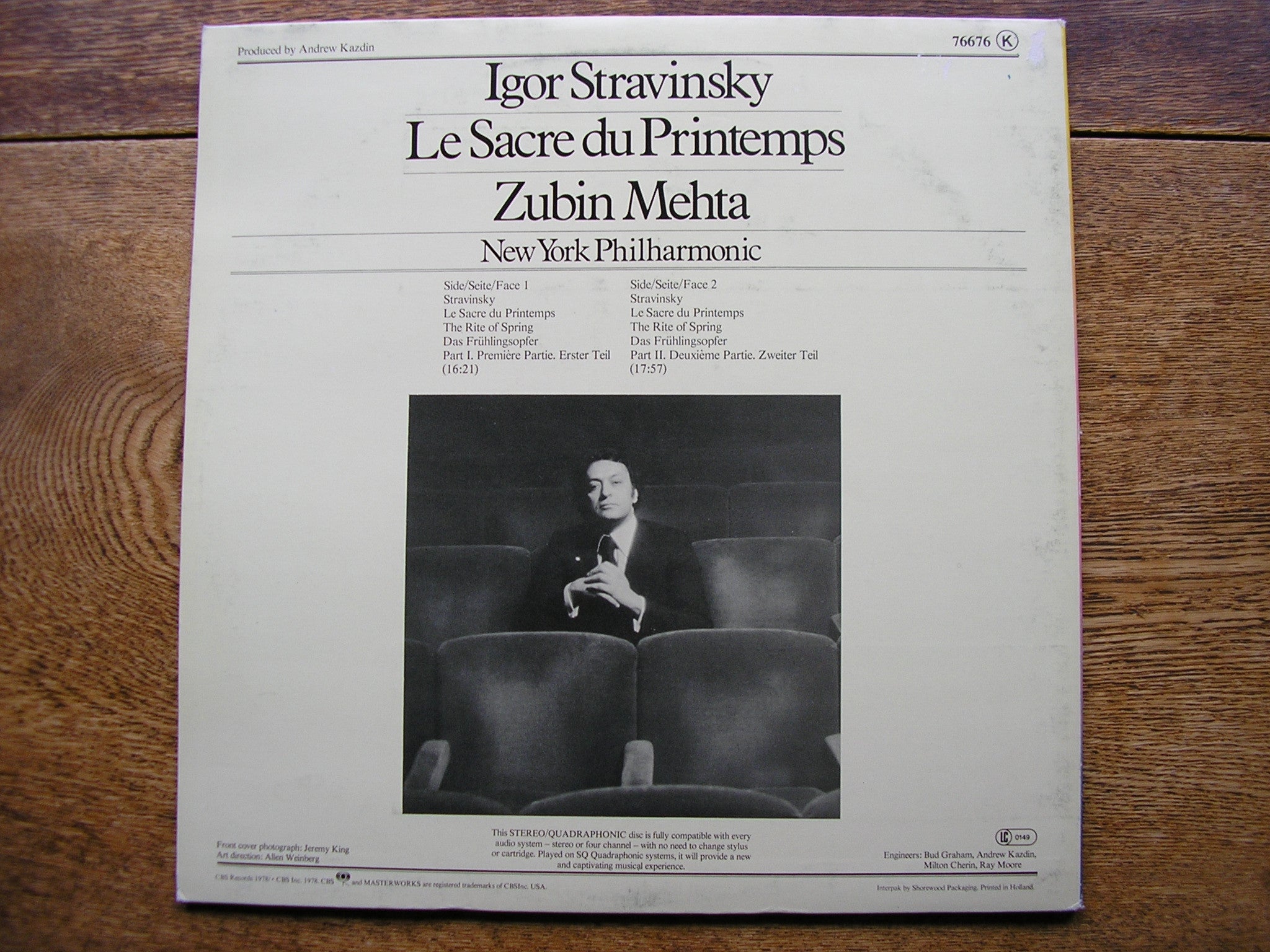 STRAVINSKY: THE RITE OF SPRING  MEHTA / NEW YORK PHILHARMONIC   76676