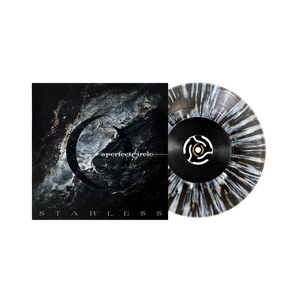 A PERFECT CIRCLE ‘STARLESS’ 7" (Exclusive – Limited to 1000, Transparent Black Ice w/ White Splatter & B-Side Etching Vinyl) + EXCLUSIVE "STATIC" T-SHIRT & SLIPMAT