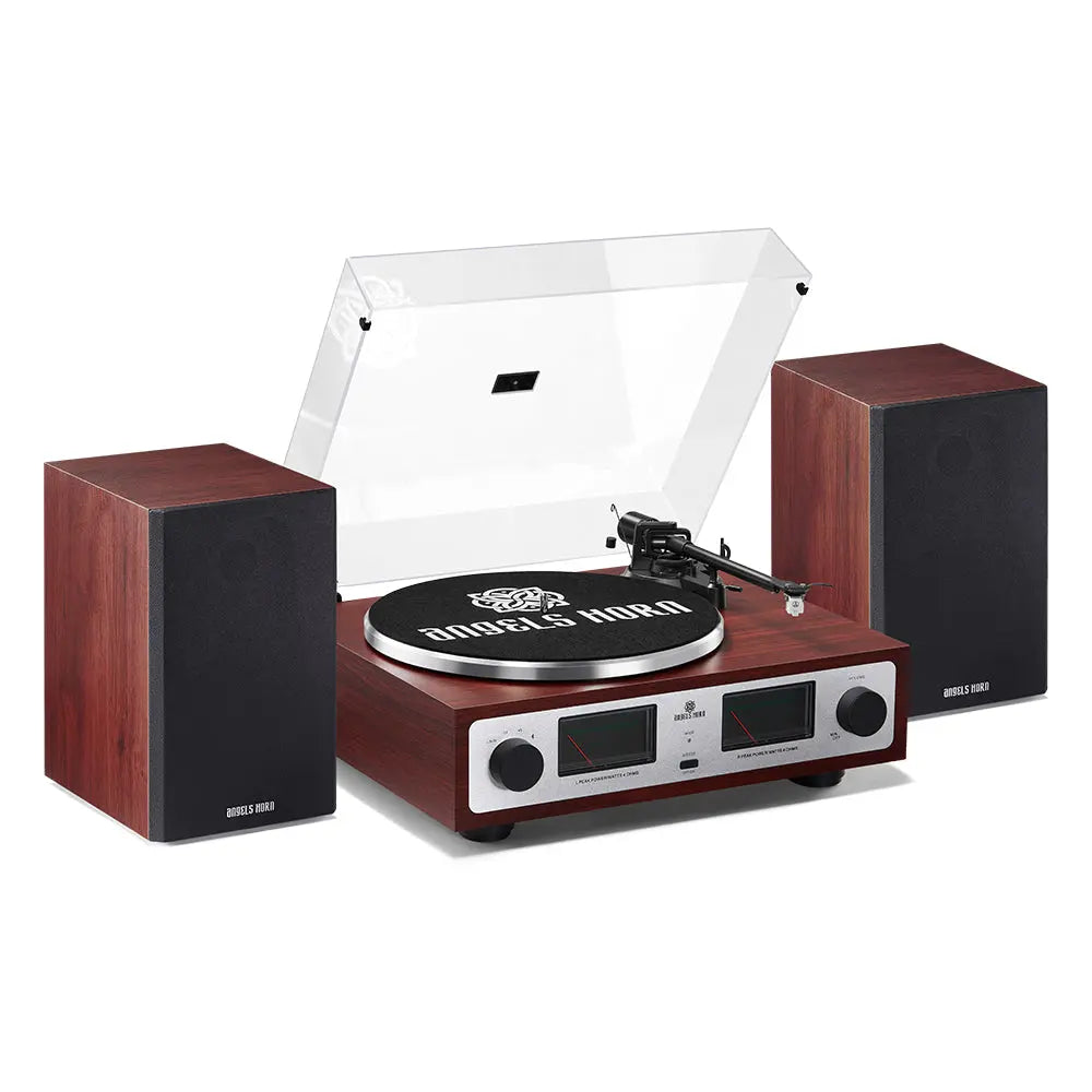 Angels Horn AH6 Hi-Fi Turntable System ¨C Premium Vinyl Record Player with Bookshelf Speakers