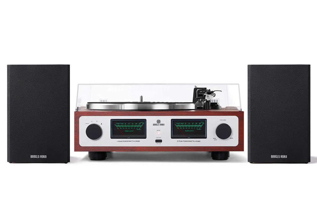 Angels Horn AH6 Hi-Fi Turntable System ¨C Premium Vinyl Record Player with Bookshelf Speakers