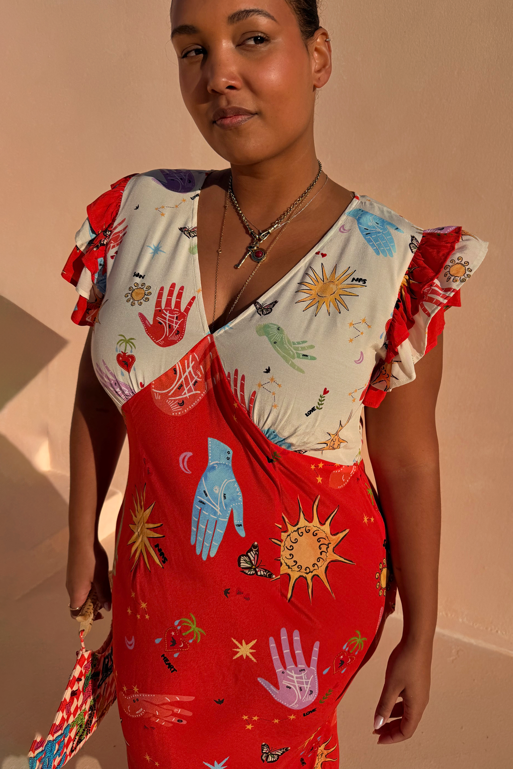 Red Celestial Midi Dress