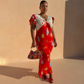 Red Celestial Midi Dress