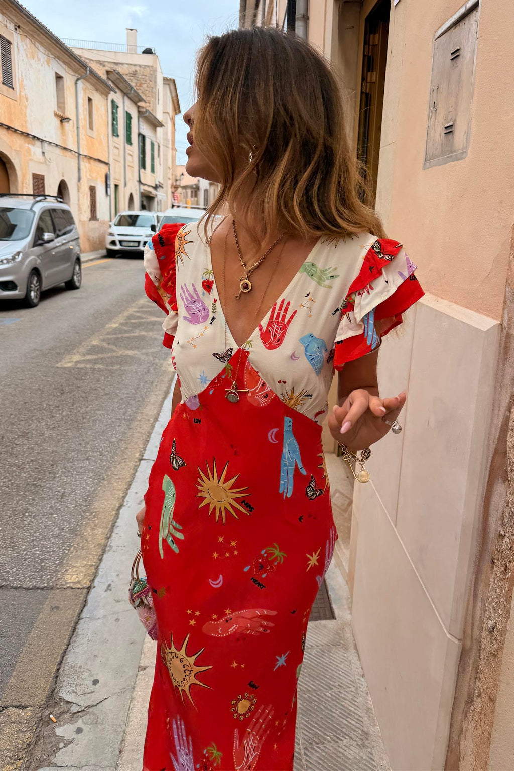 Red Celestial Midi Dress