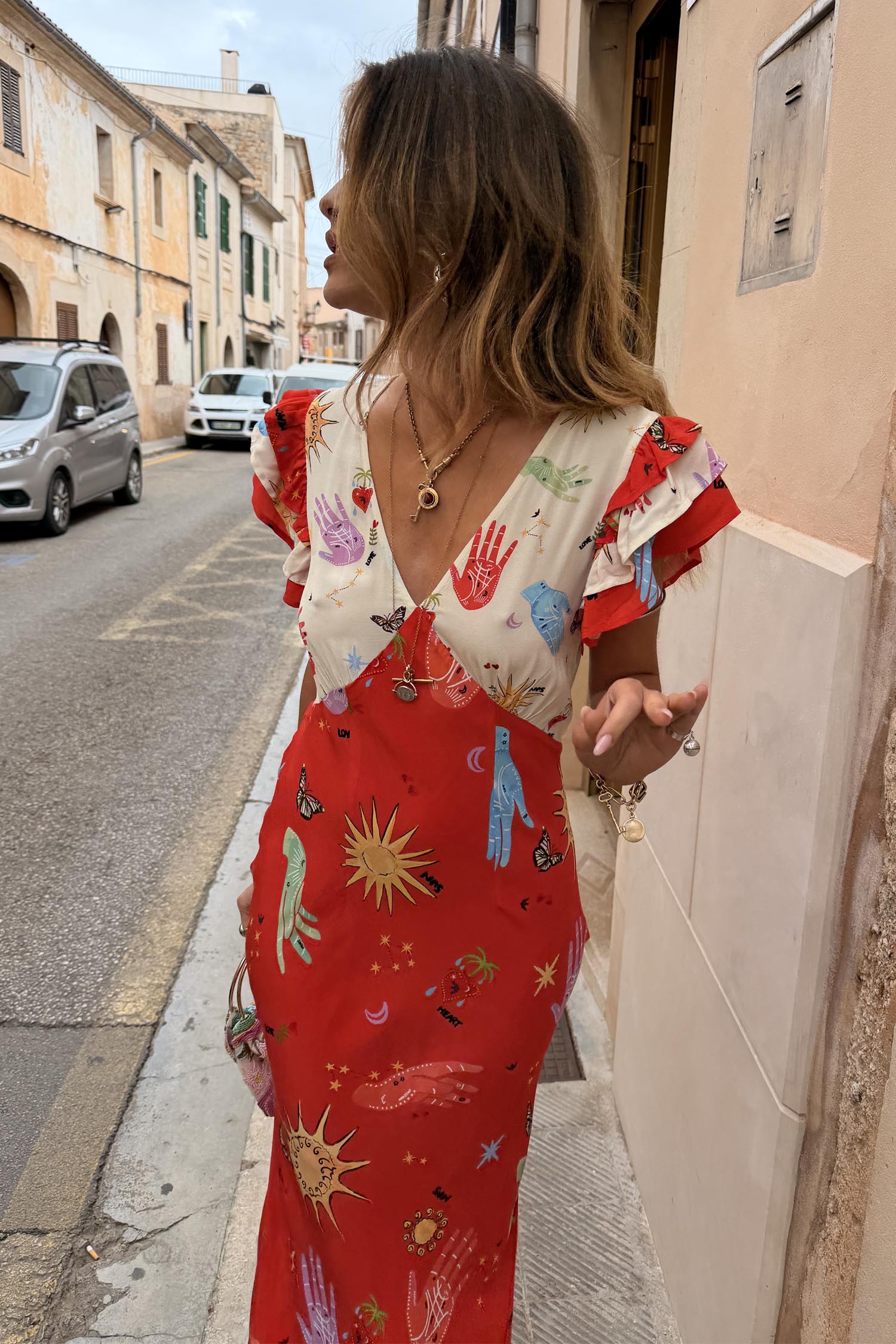 Red Celestial Midi Dress