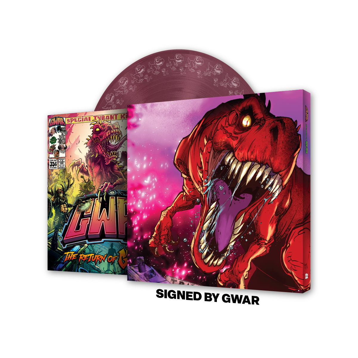GWAR: 'THE RETURN OF GOR GOR' SIGNED PLATINUM EDITION COMIC BOOK + 'THE RETURN OF GOR GOR' LP - LTD. - FRUIT PUNCH