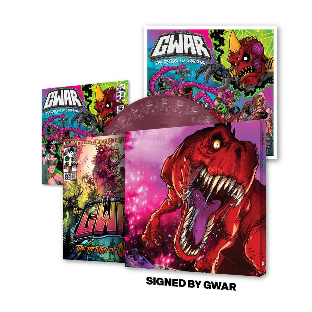 GWAR: 'THE RETURN OF GOR GOR' SIGNED PLATINUM EDITION COMIC BOOK + 'THE RETURN OF GOR GOR' LP - LTD. - FRUIT PUNCH