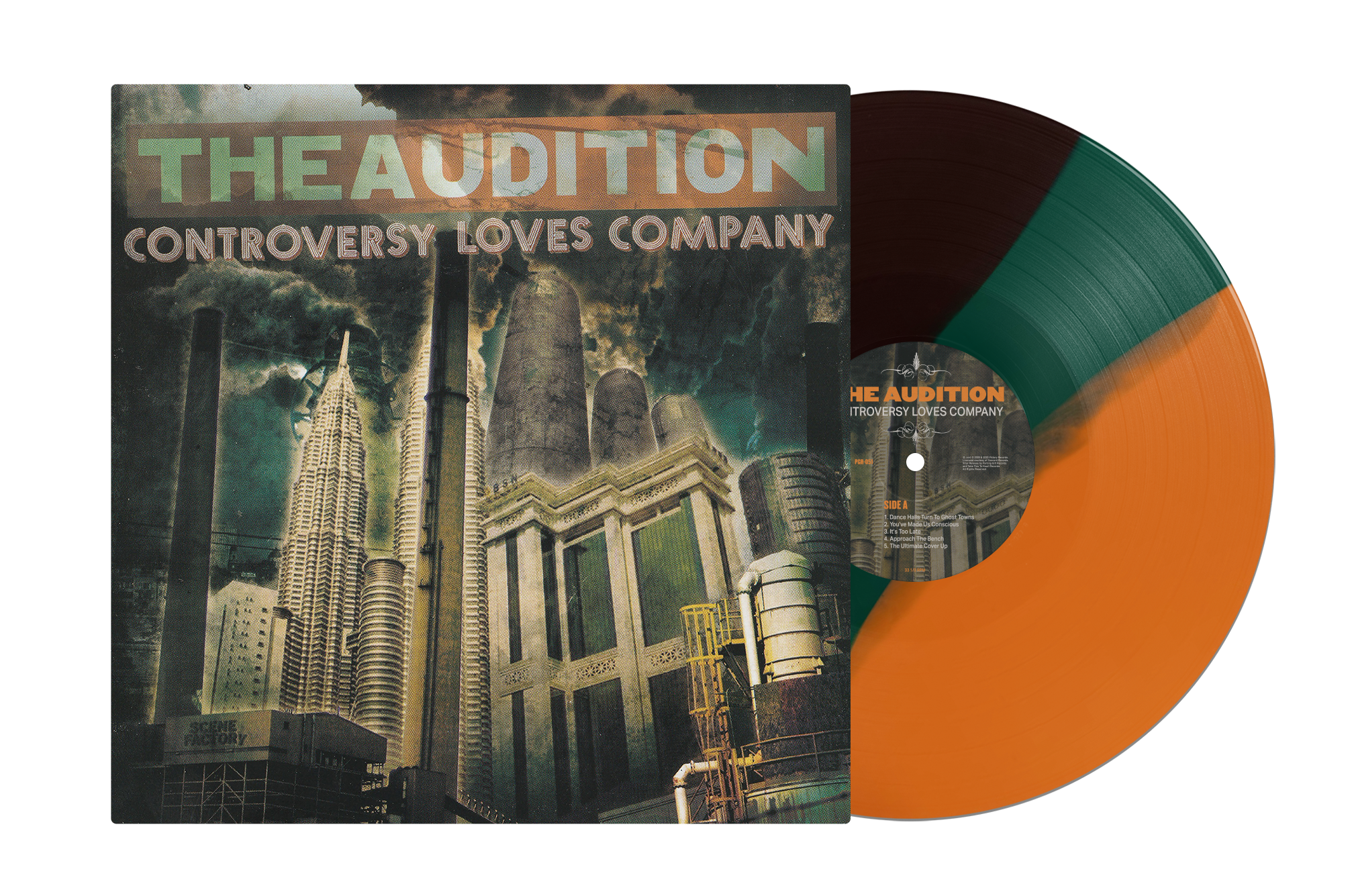 THE AUDITION 'CONTROVERSY LOVES COMPANY' LP (Exclusive – Limited to 200, Green, Brown, Orange Tri-Stripe Vinyl)