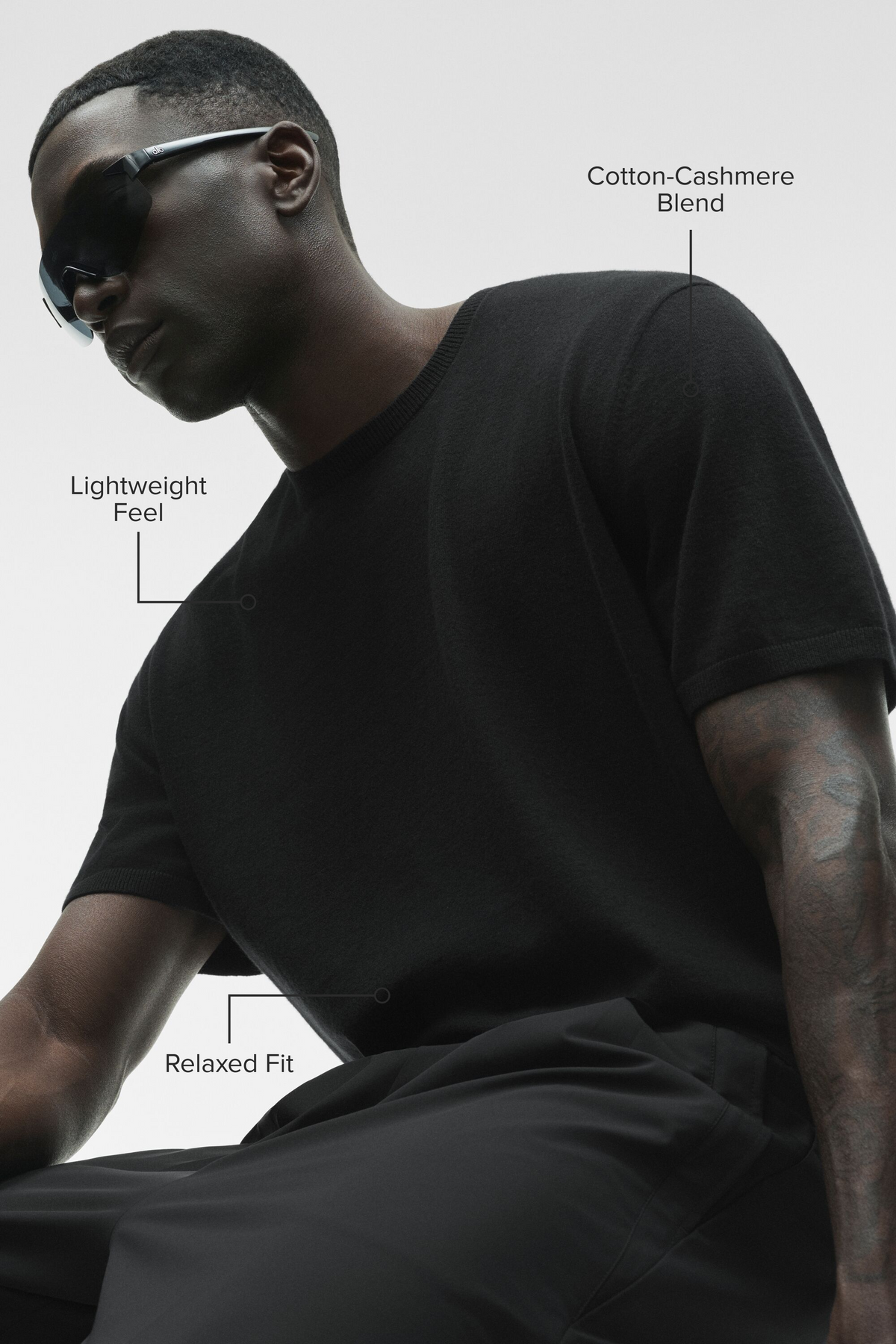 Cashmere Blend Ever Soft Short Sleeve Crew - Black