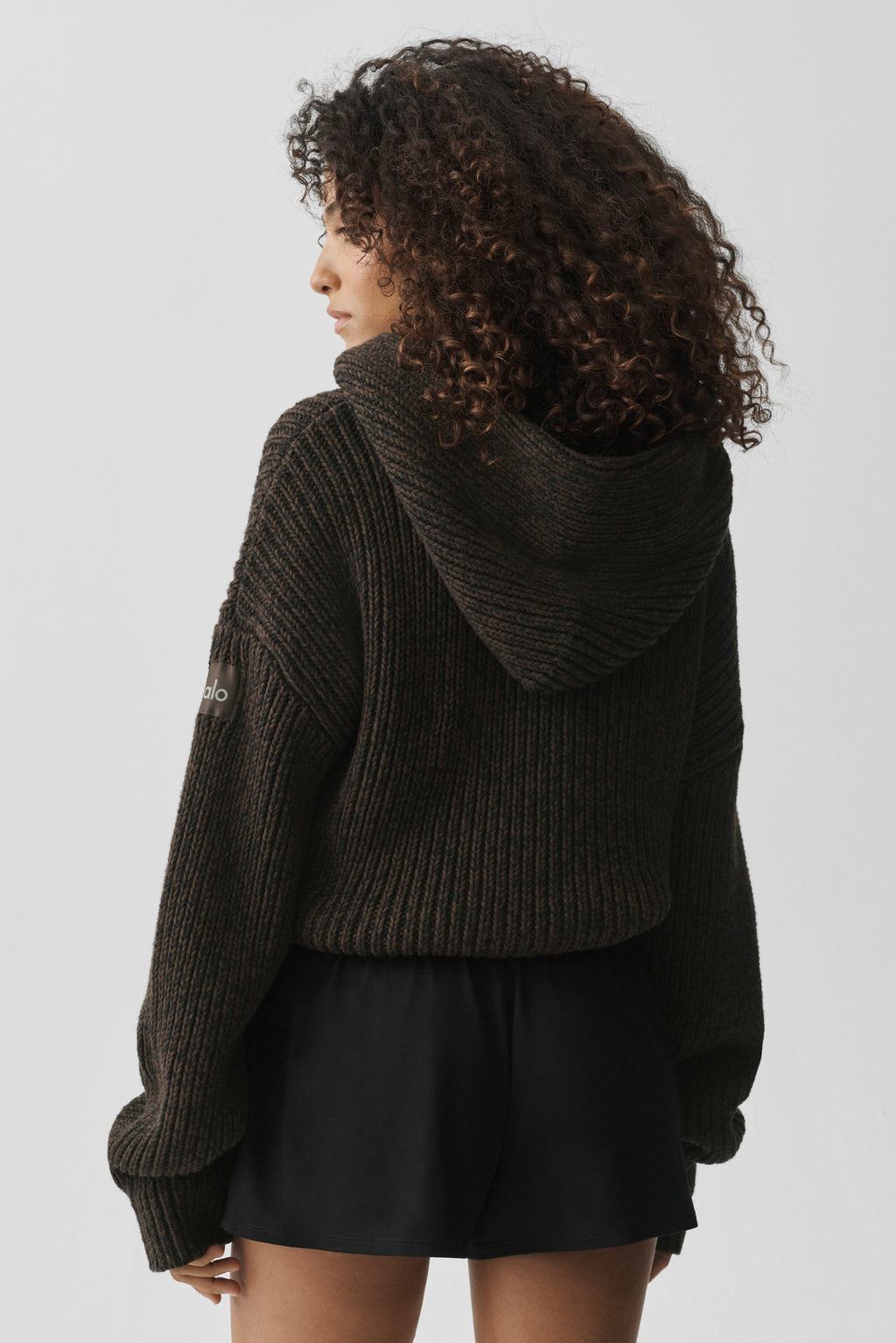 Chunky Knit Rewind Hoodie - Espresso Multi