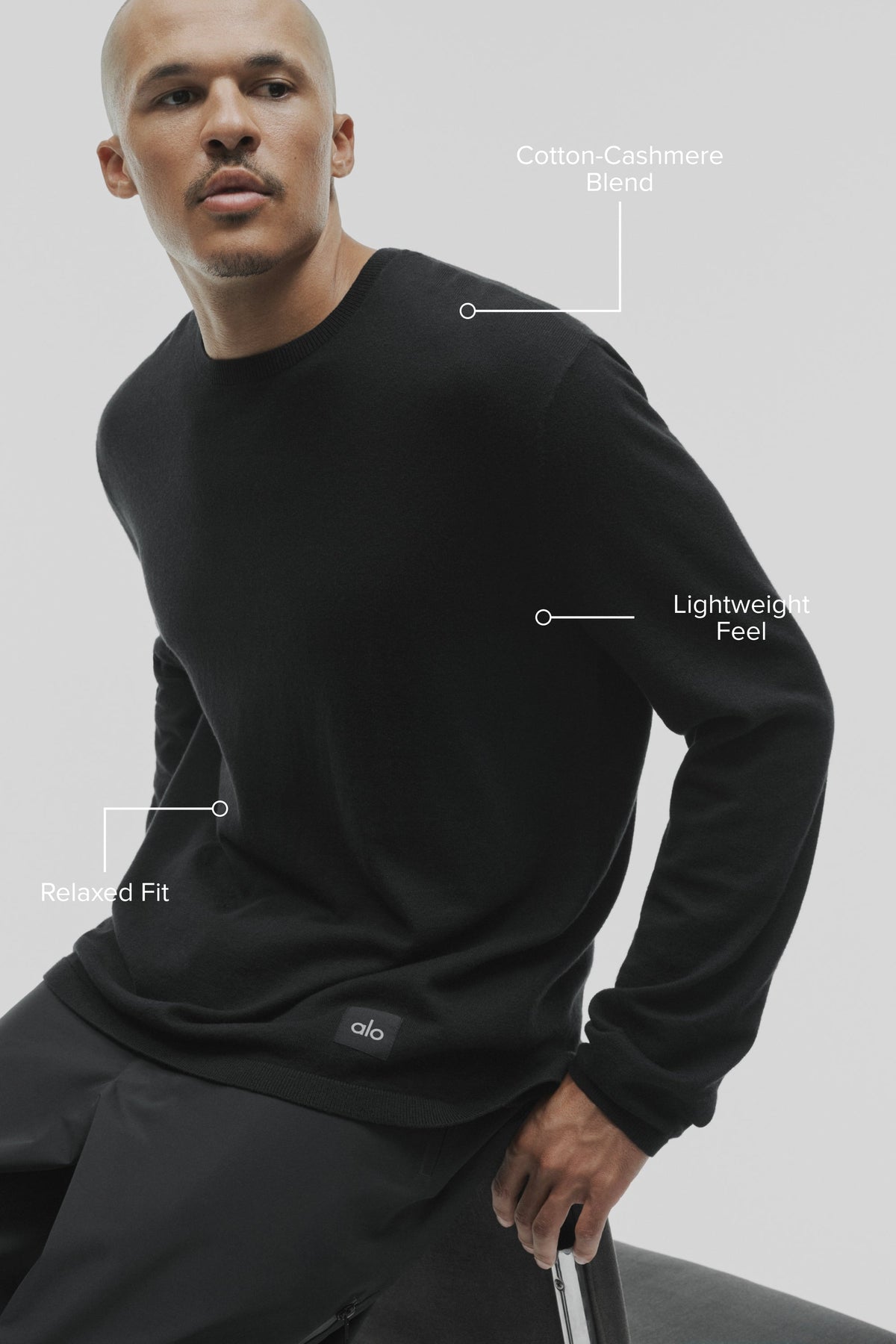 Cashmere Blend Ever Soft Long Sleeve Crew - Black