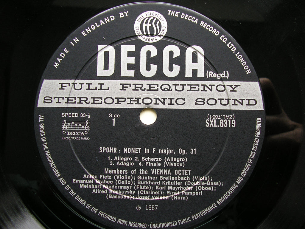 SXL 6319  SPOHR: NONET in F / DOUBLE QUARTET in E     MEMBERS OF THE VIENNA OCTET     ED2