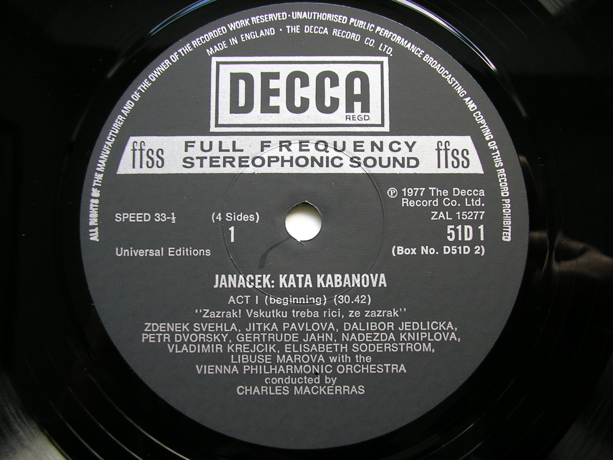 JANACEK: KATYA KABANOVA     SODERSTROM / DORSKY / VIENNA PHILHARMONIC / MACKERRAS     2LP      D51D2