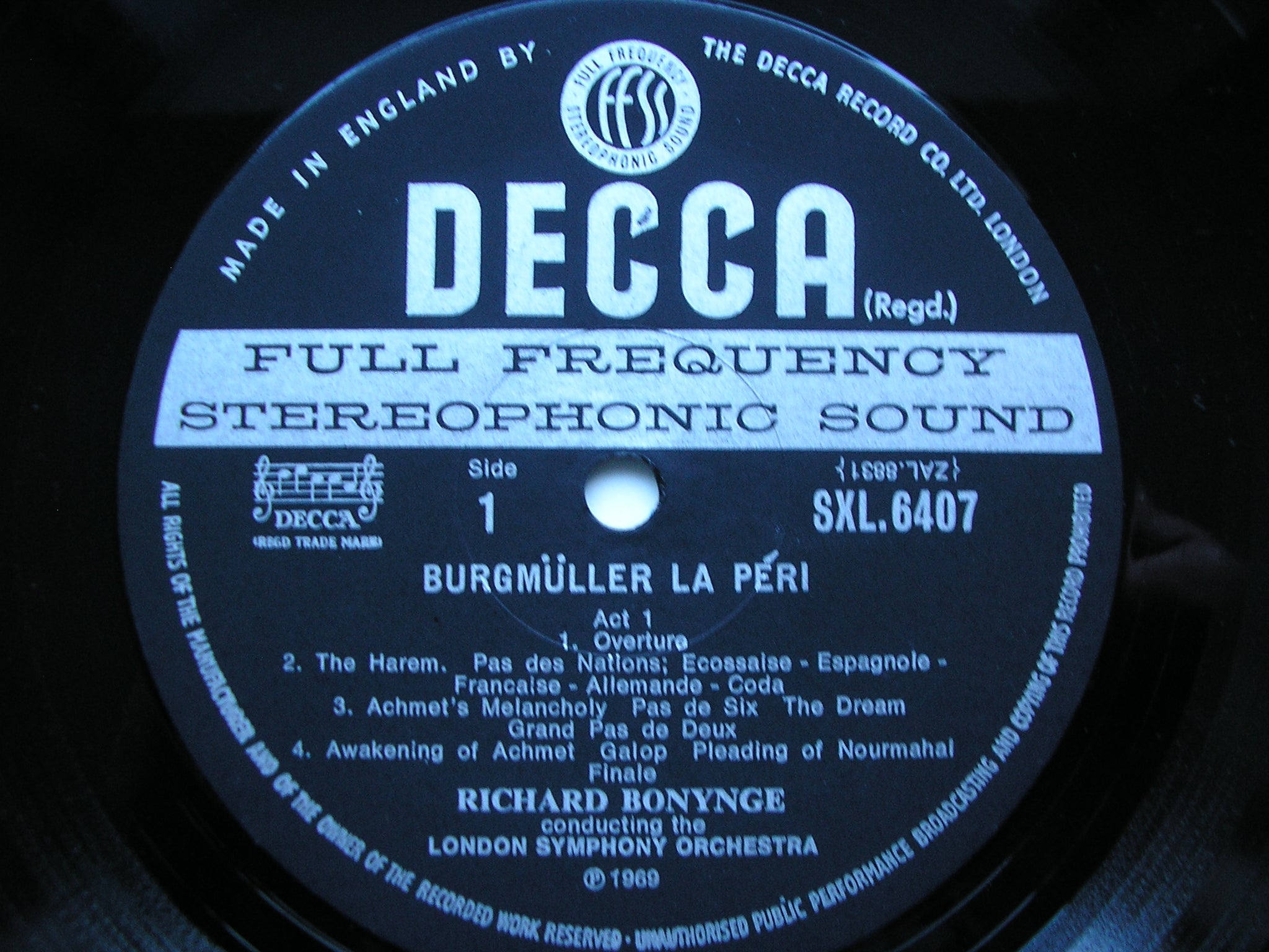 SXL 6407 BURGMULLER: LA PERI  complete ballet      BONYNGE / LONDON SYMPHONY    ED3
