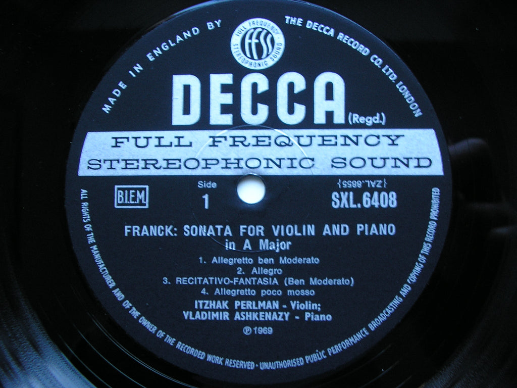 SXL 6408 FRANCK: SONATA FOR VIOLIN & PIANO / BRAHMS: HORN TRIO     ASHKENAZY / PERLMAN /TUCKWELL    ED3