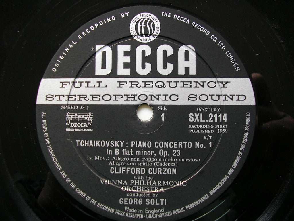 SXL 2114  TCHAIKOVSKY: PIANO CONCERTO     CURZON / VIENNA PHILHARMONIC / SOLTI   ED 1