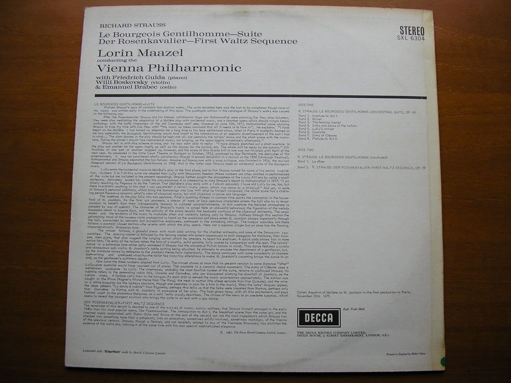 SXL 6304  STRAUSS: LE BOURGEOISE GENTILHOMME / DER ROSENKAVALIER: FIRST WALTZ SEQUENCE      MAAZEL / VIENNA PHILHARMONIC    ED2