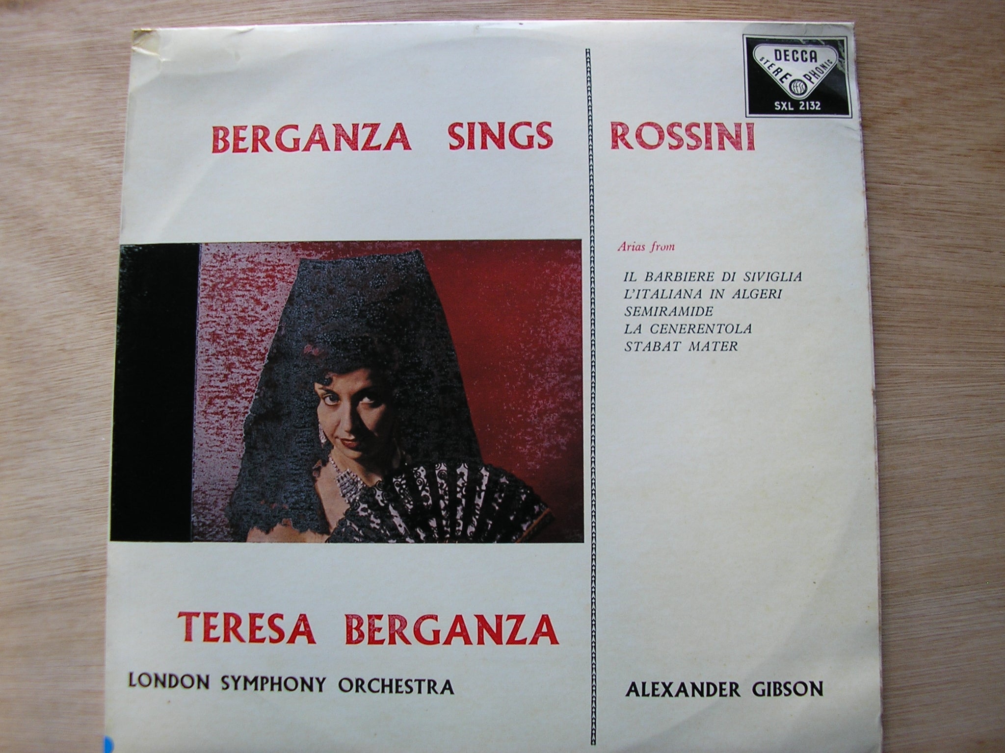 SXL 2132  BERGANZA SINGS ROSSINI: OPERA ARIAS / STABAT MATER     BERGANZA / LONDON SYMPHONY / GIBSON     ED 1