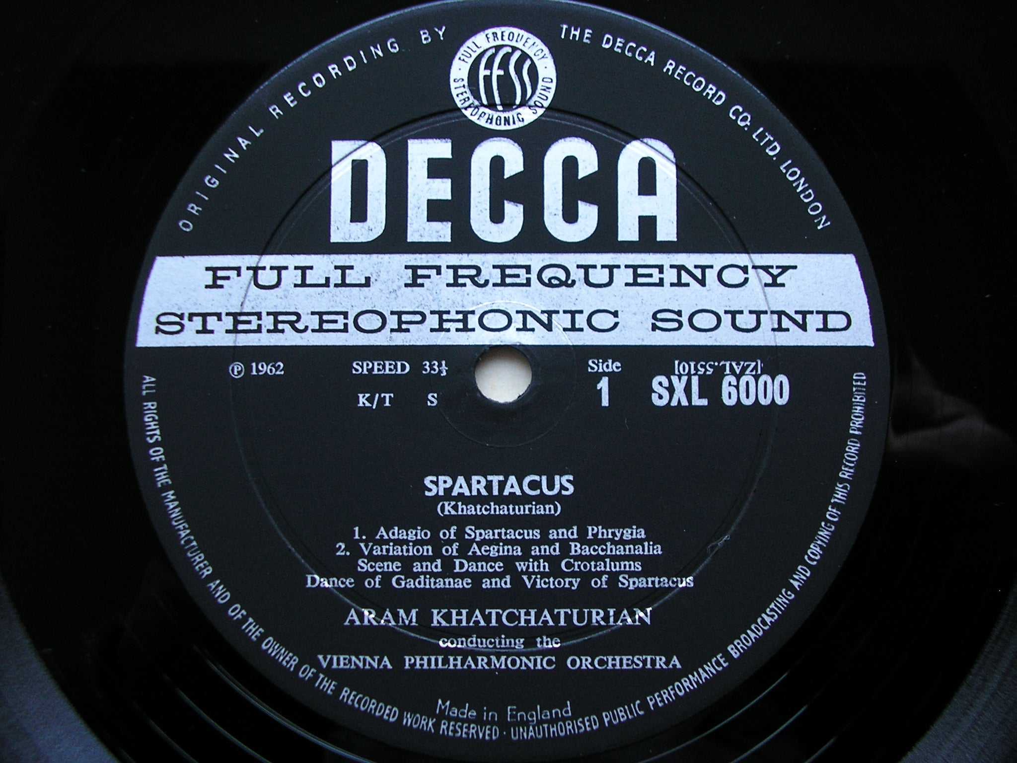 SXL 6000  KHACHATURIAN: SPARTACUS / GAYANEH        KHACHATURIAN / VIENNA  PHILHARMONIC     ED1