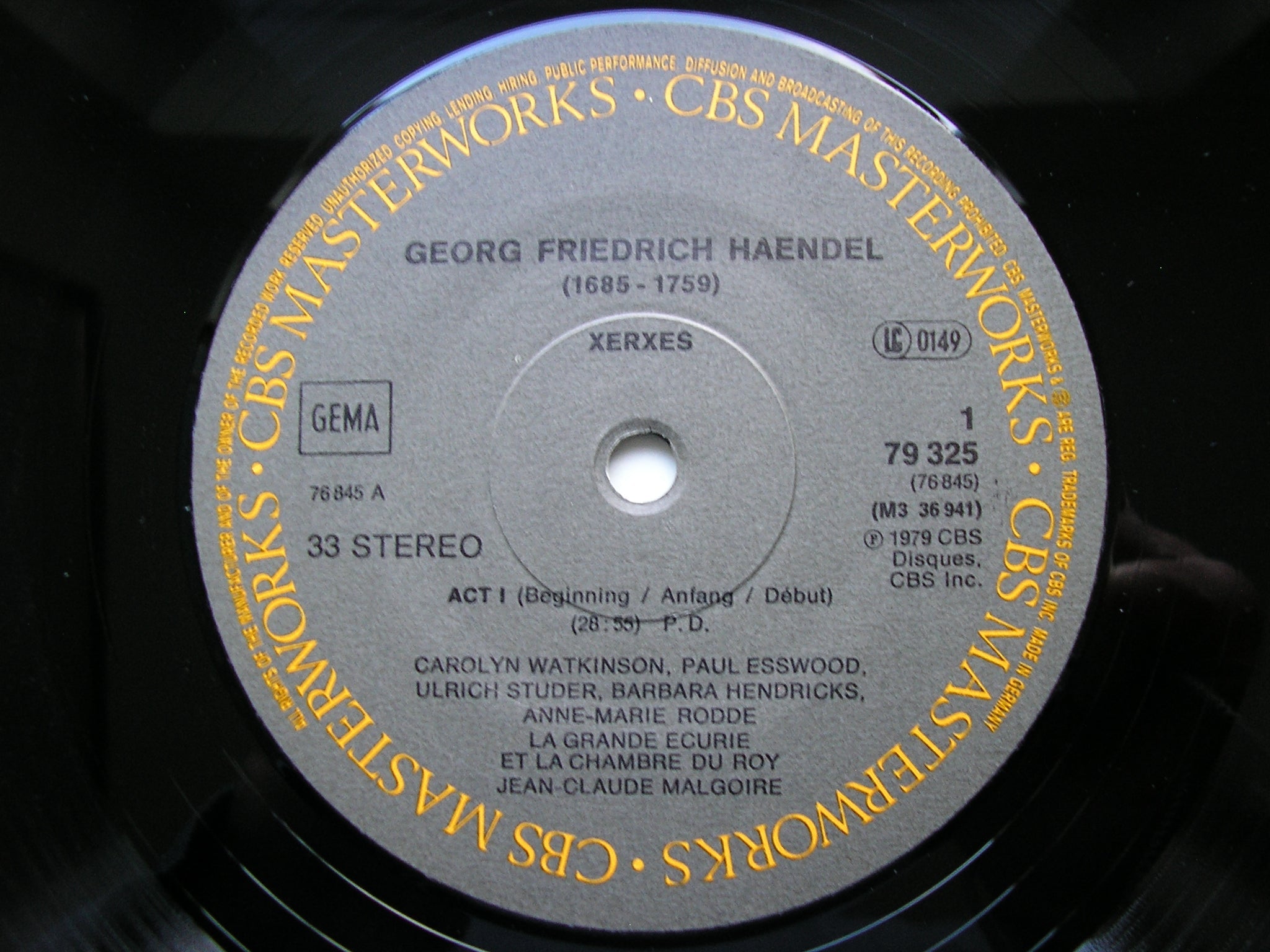 HANDEL: XERXES (1738)      SOLOISTS / LA GRANDE ECURIE ET LA CHAMBRE DU ROY / MALGOIRE    3LP    79325                  3LP