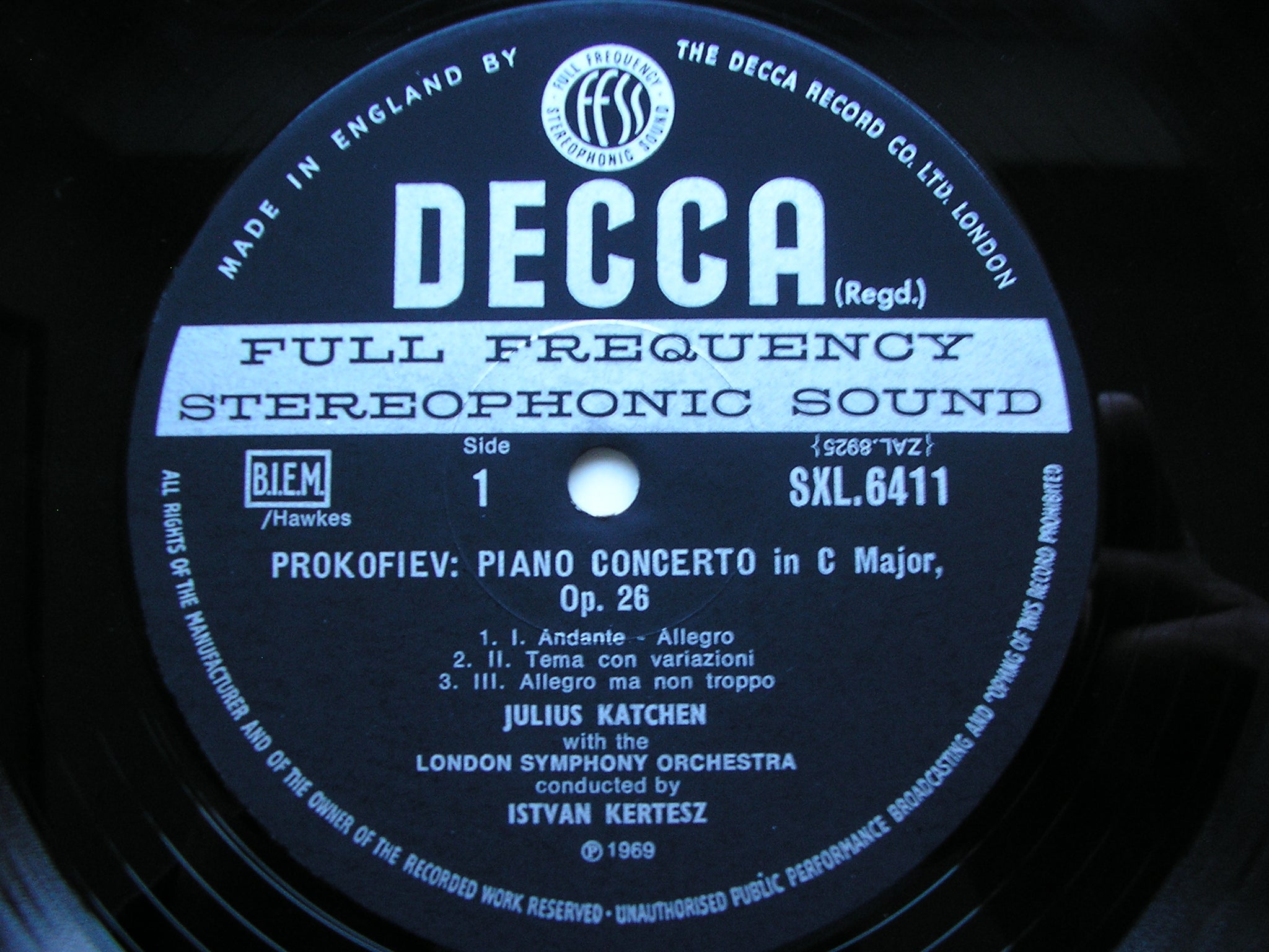SXL 6411 PROKOFIEV / GERSHWIN / RAVEL: PIANO CONCERTOS     KATCHEN / LONDON SYMPHONY / KERTESZ     ED3