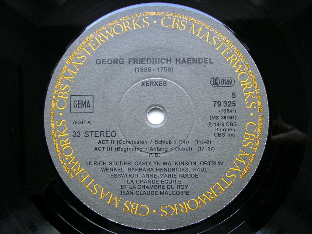 HANDEL: XERXES (1738)      SOLOISTS / LA GRANDE ECURIE ET LA CHAMBRE DU ROY / MALGOIRE    3LP    79325                  3LP