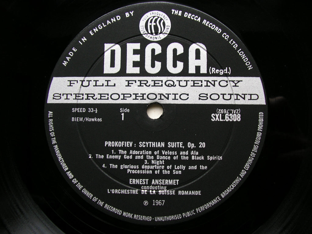 SXL 6308 PROKOFIEV: SCYTHIAN SUITE / THE PRODIGAL SON ballet music    ANSERMET / SUISSE ROMANDE    ED2